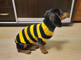 Bee knitted jumper for pets, bee sweater for dog, dachshund bee dog sweater