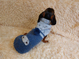 Blue denim knitted sweater for a dachshund or small dog, warm winter sweater for small dogs, dog clothes, sweater for small dogs dachshundknit