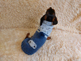 Blue denim knitted sweater for a dachshund or small dog, warm winter sweater for small dogs, dog clothes, sweater for small dogs dachshundknit