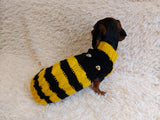 Bee knitted jumper for pets, bee sweater for dog, dachshund bee dog sweater dachshundknit