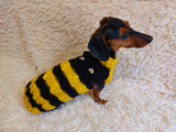 Bee knitted jumper for pets, bee sweater for dog, dachshund bee dog sweater dachshundknit