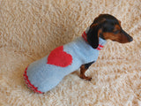 Festive Heart Pet Outfit Heart Jumper Dog Clothes Sweater Valentine's Day,Dog Lover Gift Knitted Sweater. dachshundknit