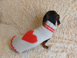Festive Heart Pet Outfit Heart Jumper Dog Clothes Sweater Valentine's Day,Dog Lover Gift Knitted Sweater. dachshundknit