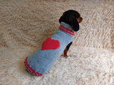 Heart wool sweater for pet, dog sweater for valentine's day, dog valentine's day gift with heart dachshundknit