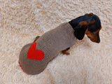 Heart wool sweater for pet, dog sweater for valentine's day, dog valentine's day gift with heart dachshundknit