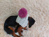 Hat for dog with pompom and holes for the ears