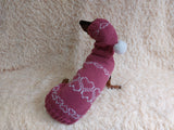 Festive costume sweater and hat with hearts for pets,clothes dachshund dog with hearts,gift for pet lover,clothes dog for photo shoot