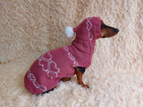 Festive costume sweater and hat with hearts for pets,clothes dachshund dog with hearts,gift for pet lover,clothes dog for photo shoot