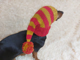 Christmas Pets Clothes Santa Elf Hat with Pompom,Dachshund Dog Gift,Dog Xmas Photo Shoot Clothes