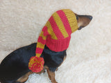 Christmas Pets Clothes Santa Elf Hat with Pompom,Dachshund Dog Gift,Dog Xmas Photo Shoot Clothes