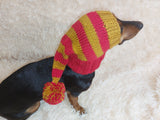 Christmas Pets Clothes Santa Elf Hat with Pompom,Dachshund Dog Gift,Dog Xmas Photo Shoot Clothes