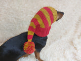 Christmas Pets Clothes Santa Elf Hat with Pompom,Dachshund Dog Gift,Dog Xmas Photo Shoot Clothes