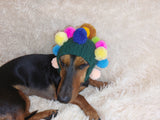 Christmas party pet clothes hat tree,dog hat tree with pompoms,bright outfit for christmas photoshoot for dogs and cats