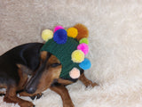 Christmas party pet clothes hat tree,dog hat tree with pompoms,bright outfit for christmas photoshoot for dogs and cats
