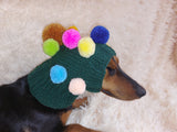 Christmas party pet clothes hat tree,dog hat tree with pompoms,bright outfit for christmas photoshoot for dogs and cats