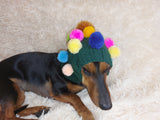 Christmas party pet clothes hat tree,dog hat tree with pompoms,bright outfit for christmas photoshoot for dogs and cats