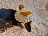 Handmade knitted dachshund hat for dogs, clothes for dogs hat with dachshund, gift for dachshund lover
