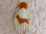 Handmade knitted dachshund hat for dogs, clothes for dogs hat with dachshund, gift for dachshund lover