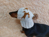 Christmas Reindeer Clothes Pom Pom Hat Dachshund Reindeer Hat Knitted Dog Reindeer Hat Party Photo Prop