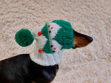 Christmas Pet Clothes Snood Santa Hat for Dog with Pompoms