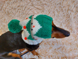 Christmas Pet Clothes Snood Santa Hat for Dog with Pompoms
