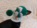 Christmas Pet Clothes Snood Santa Hat for Dog with Pompoms