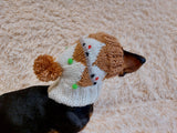 Christmas Pet Clothes Snood Santa Hat for Dog with Pompoms
