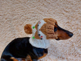 Christmas Pet Clothes Snood Santa Hat for Dog with Pompoms
