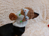Christmas Pet Clothes Snood Santa Hat for Dog with Pompoms