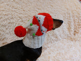Christmas Pet Clothes Snood Santa Hat for Dog with Pompoms