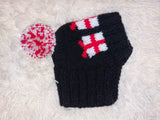 Christmas gift clothes for pets, snood hat with gifts for dog, Christmas clothes photo shoot for dog