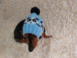 Handmade knitted panda hat for dachshund dog