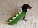 Dachshund Halloween Dinosaur Outfit Costume Sweater -dino pet cloches jamper