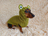 Pet Frog Costume - Halloween Costume Frog Sweater and Hat - Dachshund Frog Set for Dog Photo Shoot-Halloween dog costume for small dog Frog
