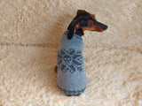 Clothes for a dachshund or small dog knitted winter wool warm jumper with a pattern