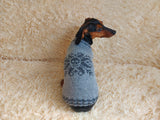 Clothes for a dachshund or small dog knitted winter wool warm jumper with a pattern