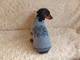 Clothes for a dachshund or small dog knitted winter wool warm jumper with a pattern