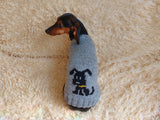 Clothes for a dachshund or small dog knitted winter wool warm jumper with a pattern