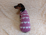 Dachshund knitted heart sweater, clothing Dachshund heart sweater, Valentine's day dog sweater, sweater for dachshunds, clothes for dog