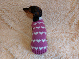 Dachshund knitted heart sweater, clothing Dachshund heart sweater, Valentine's day dog sweater, sweater for dachshunds, clothes for dog