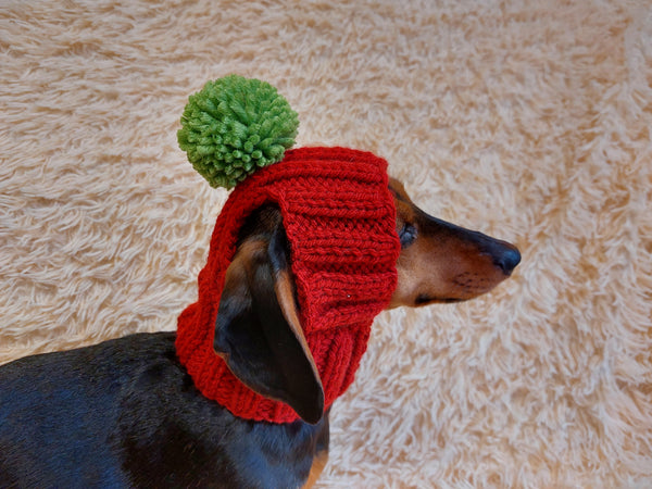Hat for dog with pompom and holes for the ears