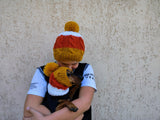 Candy Corn Mommy and Dog Matching Hats: Pet Lover Halloween Hat Set