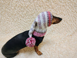 Winter Knitted Dog Clothes Hat with Pom Pom, christmas santa hat for dog, santa hat for dachshund
