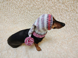 Winter Knitted Dog Clothes Hat with Pom Pom, christmas santa hat for dog, santa hat for dachshund