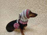 Winter Knitted Dog Clothes Hat with Pom Pom, christmas santa hat for dog, santa hat for dachshund