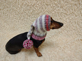 Winter Knitted Dog Clothes Hat with Pom Pom, christmas santa hat for dog, santa hat for dachshund