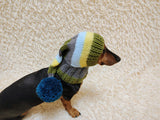 Winter Knitted Dog Clothes Hat with Pom Pom, christmas santa hat for dog, santa hat for dachshund