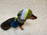 Winter Knitted Dog Clothes Hat with Pom Pom, christmas santa hat for dog, santa hat for dachshund