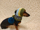 Winter Knitted Dog Clothes Hat with Pom Pom, christmas santa hat for dog, santa hat for dachshund