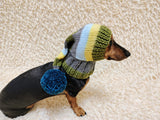 Winter Knitted Dog Clothes Hat with Pom Pom, christmas santa hat for dog, santa hat for dachshund